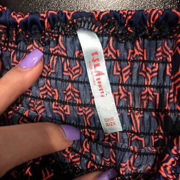 One Size Fits Most Fit and Flare Flowy Dress Pink and Blue Spaghetti Straps - Picture 4 of 6